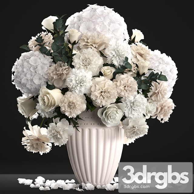 Bouquet of flowers 62. white hydrangea, vase, peonies, eucalyptus, carnation, luxury decor, table decoration - thumbnail 1