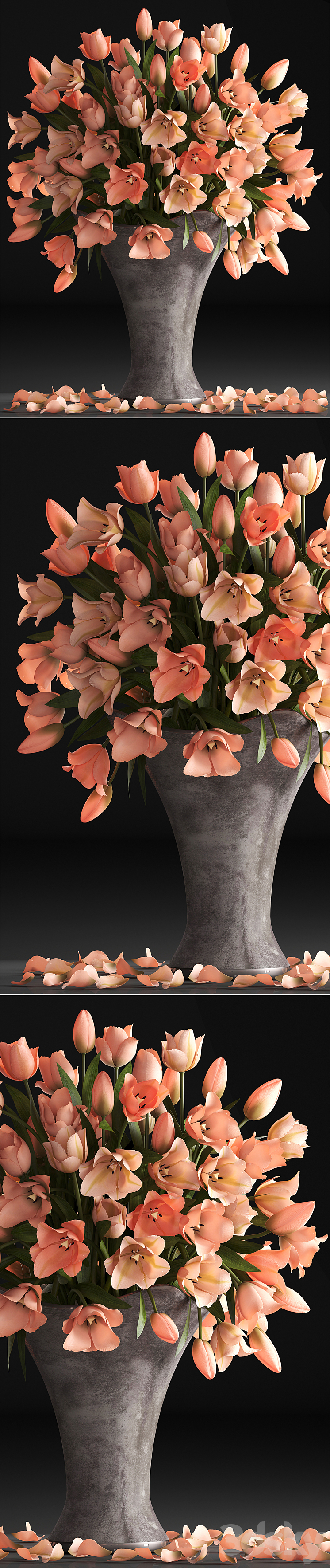 Bouquet of flowers 79. Tulips vase decor petals table decoration bouquet 3DS Max - thumbnail 2