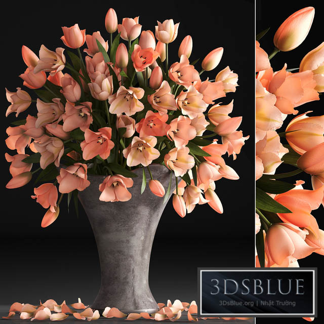 Bouquet of flowers 79. Tulips vase decor petals table decoration bouquet 3DS Max - thumbnail 3