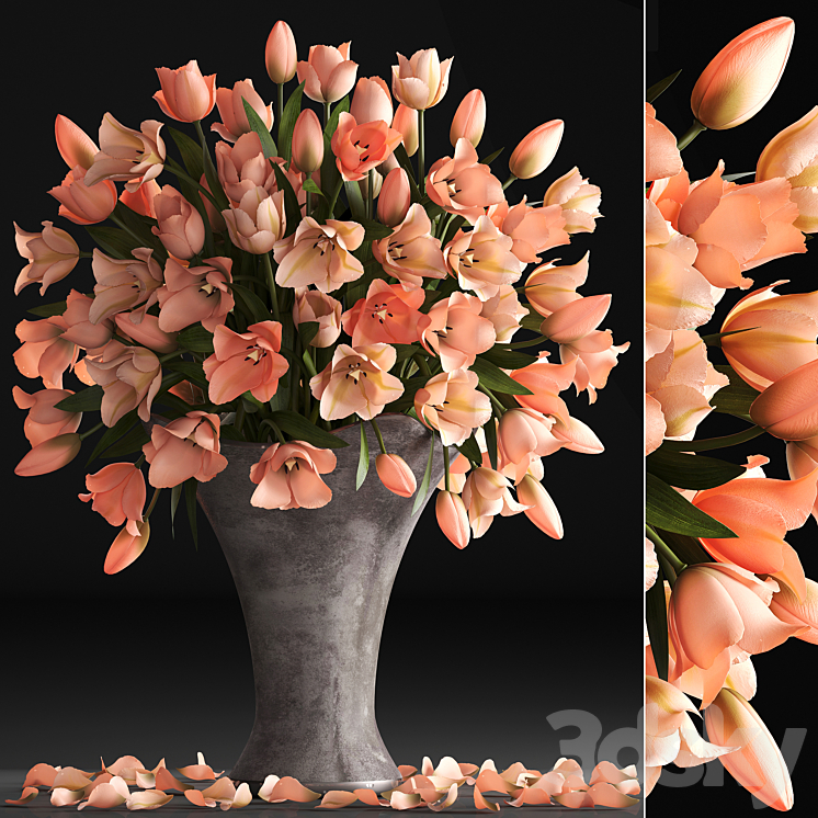 Bouquet of flowers 79. Tulips vase decor petals table decoration bouquet 3DS Max - thumbnail 1