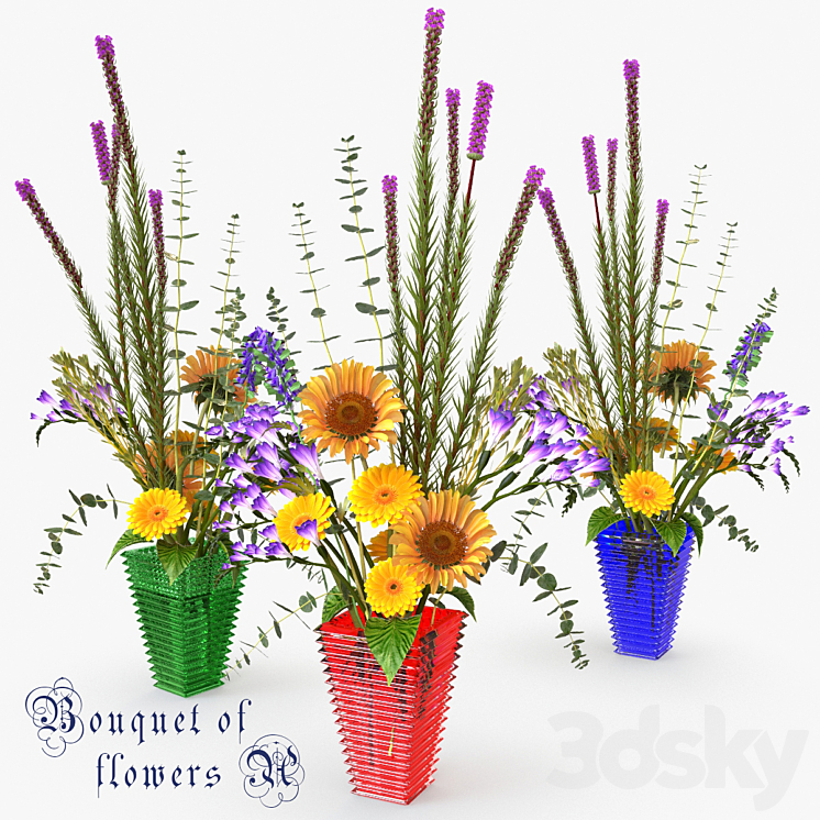 Bouquet of flowers A 3DS Max Model - thumbnail 2