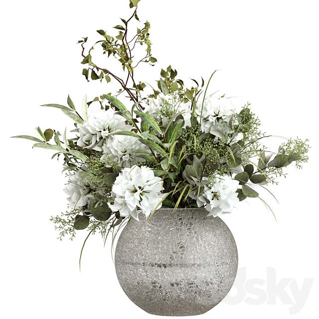 Bouquet of flowers branches eucalyptus and olive 3ds Max - thumbnail 2