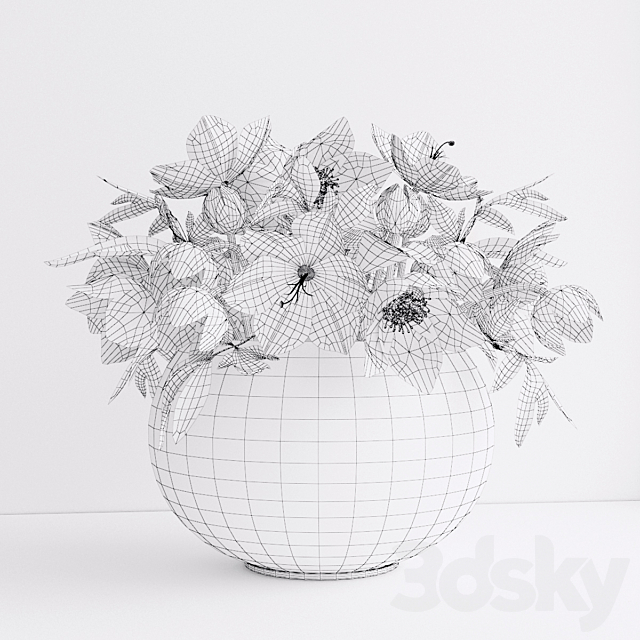 Bouquet of flowers in a vase 5 3ds Max - thumbnail 2