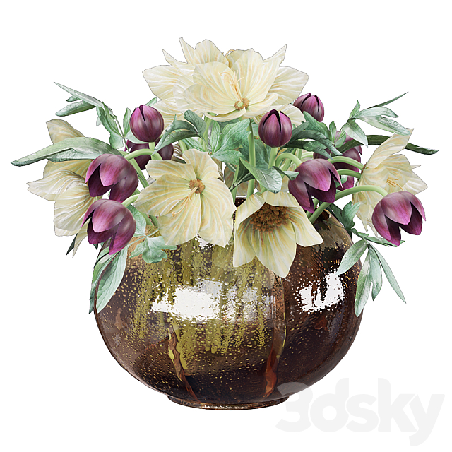 Bouquet of flowers in a vase 5 3ds Max - thumbnail 3