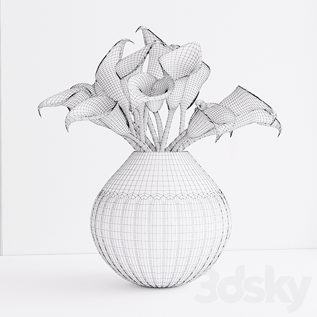 Bouquet of flowers in a vase 8 3ds Max - thumbnail 2