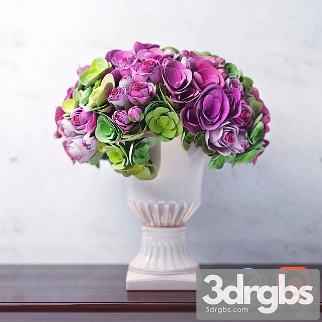 Bouquet Of Ghortensia Flowers And Roses 3 3dsmax Download - thumbnail 1