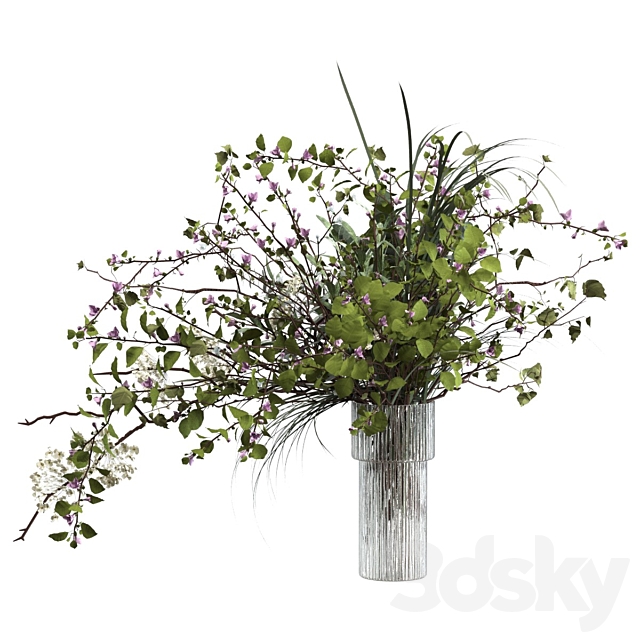 Bouquet of grass flowers and branches 3ds Max - thumbnail 1