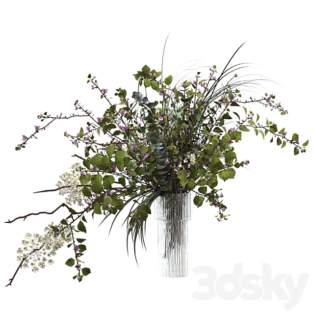 Bouquet of grass flowers and branches 3ds Max - thumbnail 2