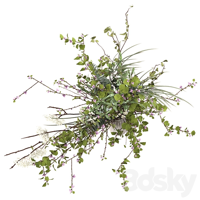 Bouquet of grass flowers and branches 3ds Max - thumbnail 3