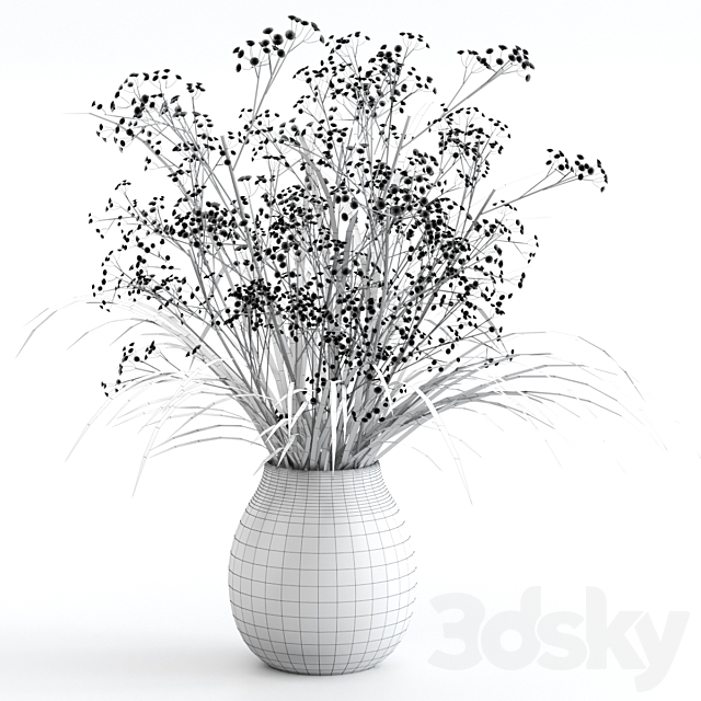 Bouquet of grass with flowers 3DSMax File - thumbnail 3