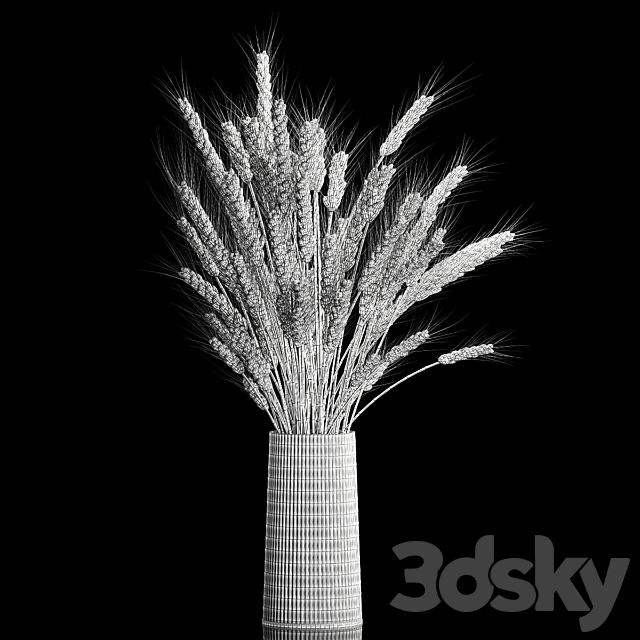 Bouquet of green flowers in a glass vase for decoration of wheat branches. spikelet. 265. 3DSMax File - thumbnail 7