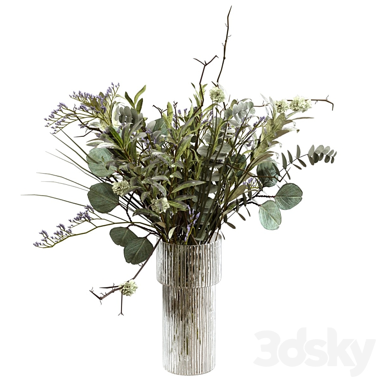 Bouquet of greenery branches eucalyptus and olive 3DS Max Model - thumbnail 2