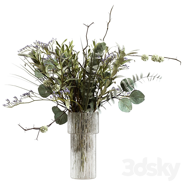 Bouquet of greenery branches eucalyptus and olive 3DS Max - thumbnail 1