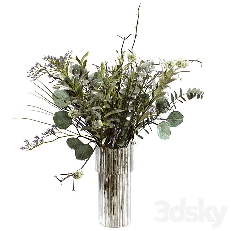 Bouquet of greenery branches eucalyptus and olive 3DS Max - thumbnail 2