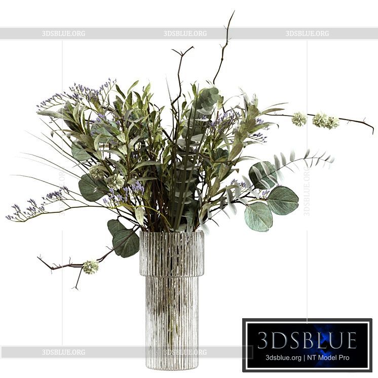 Bouquet of greenery branches eucalyptus and olive 3DS Max - thumbnail 3