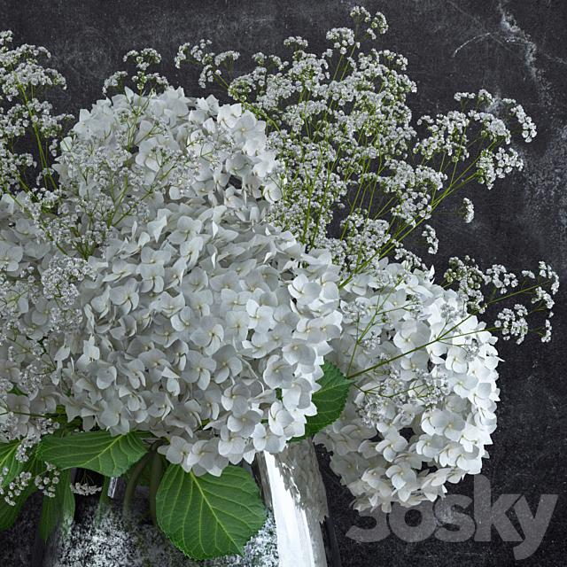 Bouquet of Gypsophila with Hyndrangeas 3DSMax File - thumbnail 2