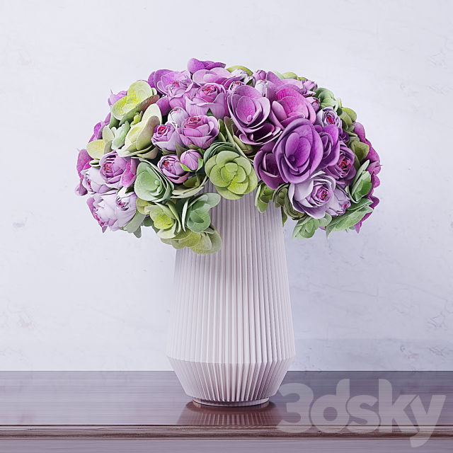 bouquet of hydrangea flowers and roses 3DS Max Model - thumbnail 3