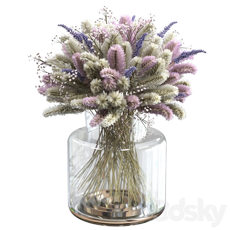 Bouquet of lagurus and lavender 3DS Max Model - thumbnail 3