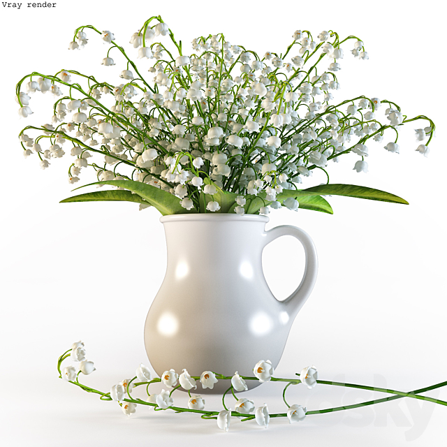 Bouquet of lilies of the valley in a jar 3ds Max - thumbnail 1