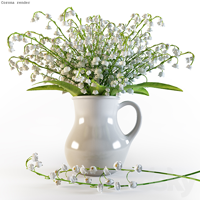 Bouquet of lilies of the valley in a jar 3ds Max - thumbnail 2