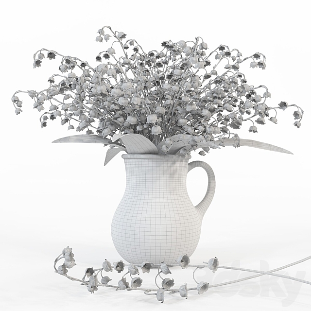 Bouquet of lilies of the valley in a jar 3ds Max - thumbnail 3