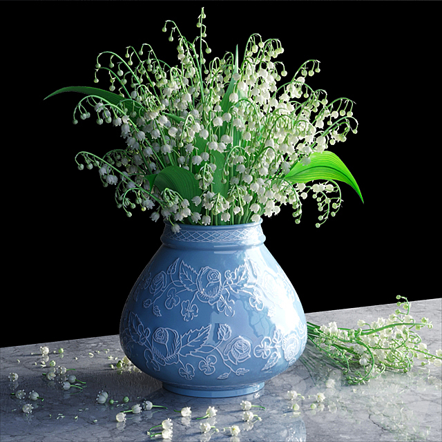 Bouquet of lilies of the valley in a vase 3DSMax File - thumbnail 1