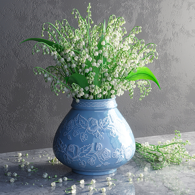 Bouquet of lilies of the valley in a vase 3DSMax File - thumbnail 2