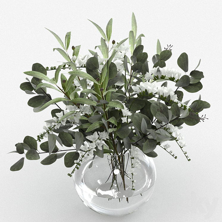 Bouquet of olive and eucalyptus branches 3DS Max Model - thumbnail 2