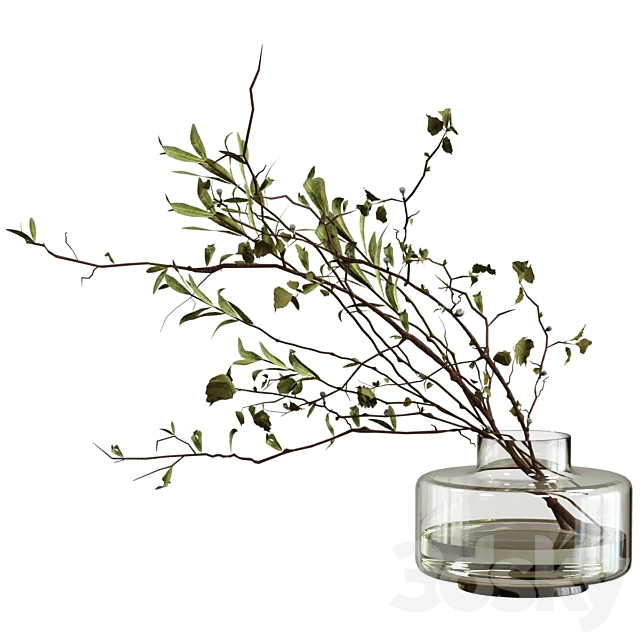 Bouquet of olive branches and wood 3ds Max - thumbnail 1