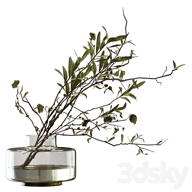 Bouquet of olive branches and wood 3ds Max - thumbnail 2