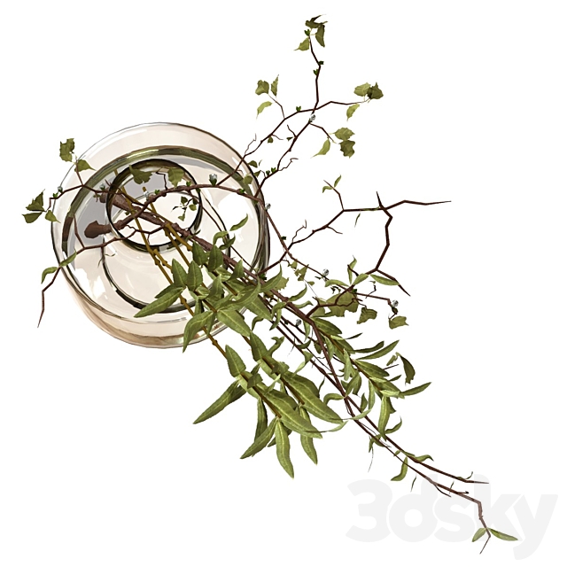 Bouquet of olive branches and wood 3ds Max - thumbnail 3