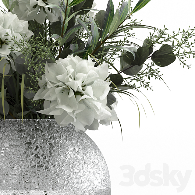 Bouquet of olive branches with flowers. 3DSMax File - thumbnail 4