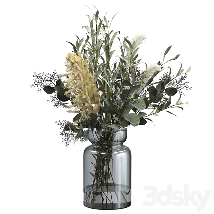 Bouquet of olive with pennisetum and pampas grass 3DS Max - thumbnail 2