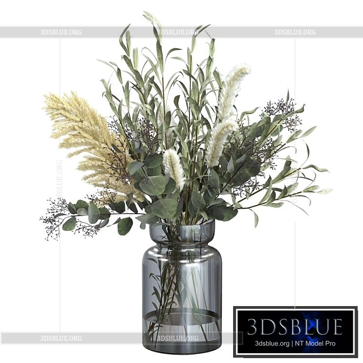 Bouquet of olive with pennisetum and pampas grass 3DS Max - thumbnail 3