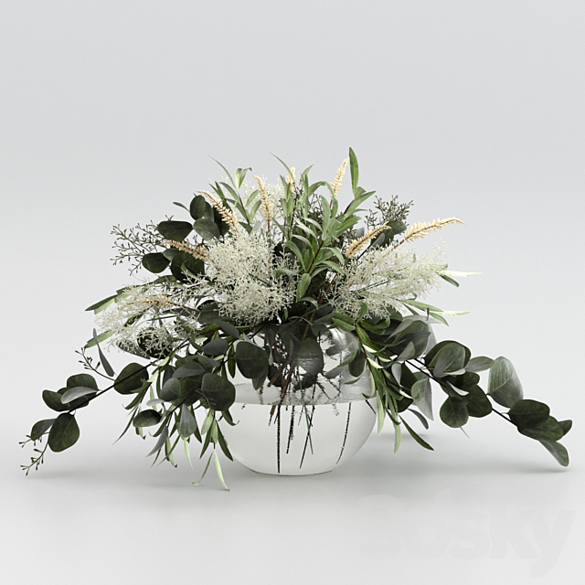 Bouquet of olives with eucalyptus and grass. 3ds Max - thumbnail 1