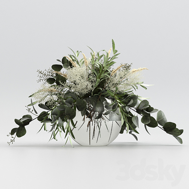 Bouquet of olives with eucalyptus and grass. 3ds Max - thumbnail 2