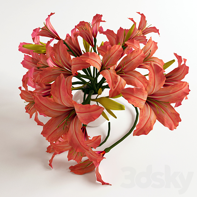 Bouquet of orange lilies 3DS Max Model - thumbnail 2