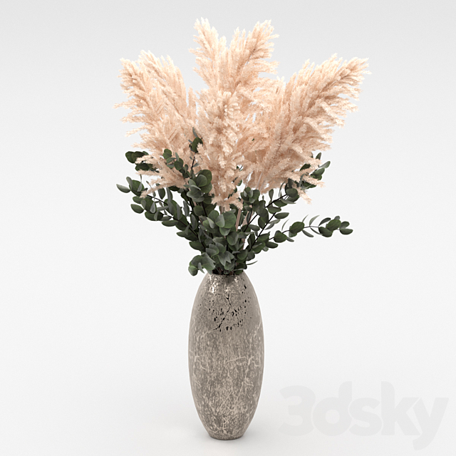 Bouquet of pampas and eucalyptus 3ds Max - thumbnail 1