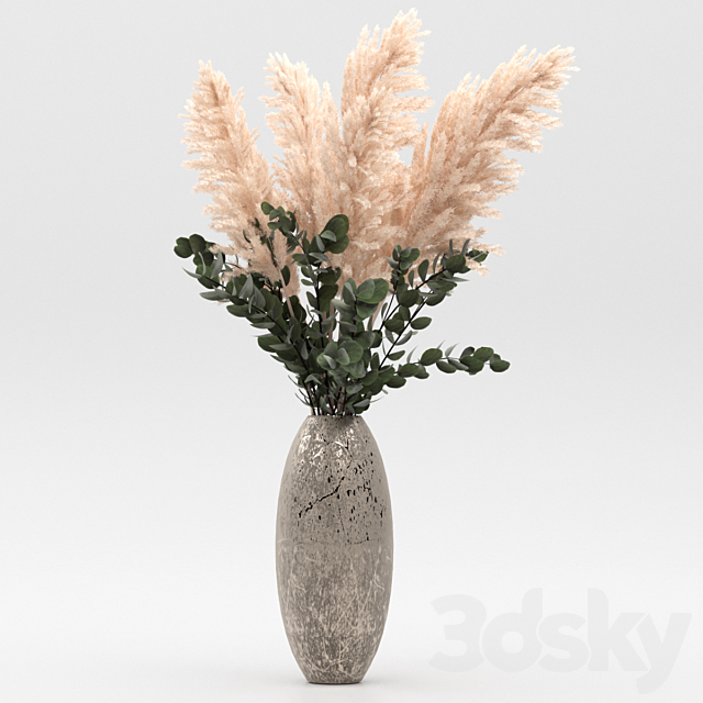 Bouquet of pampas and eucalyptus 3ds Max - thumbnail 2