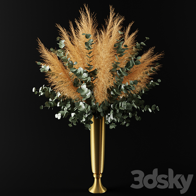 Bouquet of pampas grass and eucalyptus branches 3DS Max - thumbnail 1