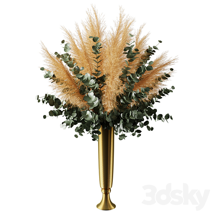 Bouquet of pampas grass and eucalyptus branches 3DS Max - thumbnail 2