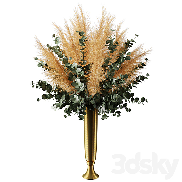 Bouquet of pampas grass and eucalyptus branches 3DS Max Model - thumbnail 2