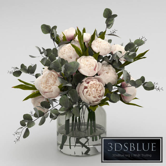 Bouquet of peonies with eucalyptus 3DS Max - thumbnail 3