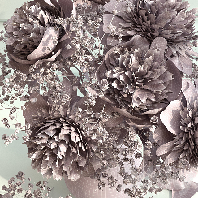 Bouquet of peonies with verdure 3DSMax File - thumbnail 2