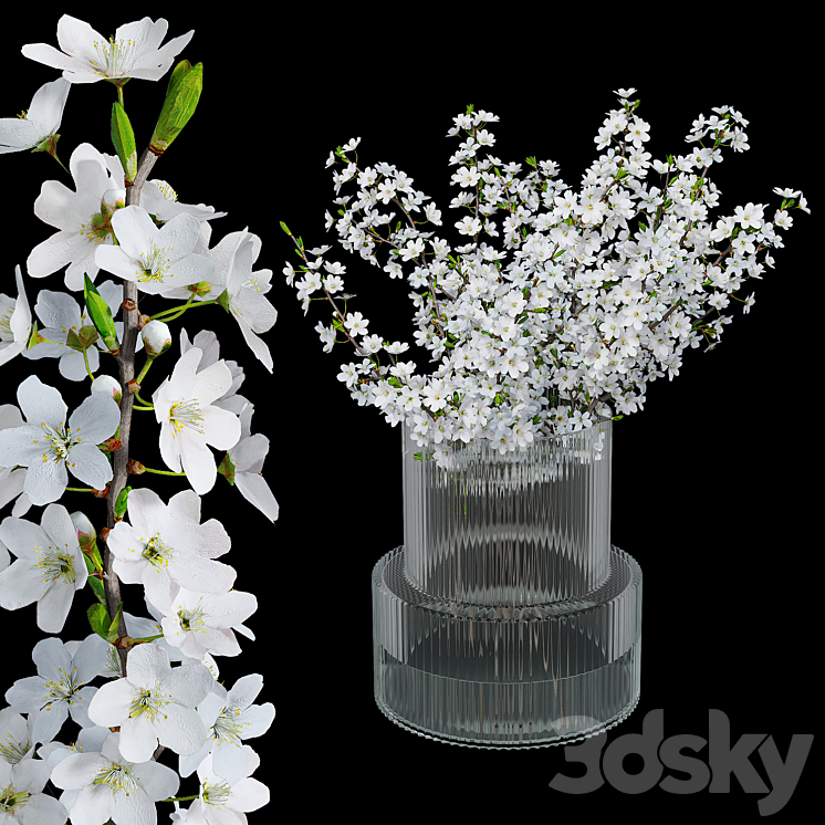 Bouquet of plum blossoms in a vase H&M 3DS Max Model - thumbnail 2