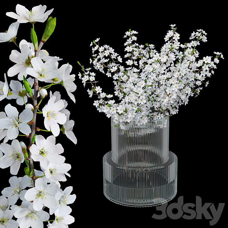 Bouquet of plum blossoms in a vase H&M 3DS Max - thumbnail 2