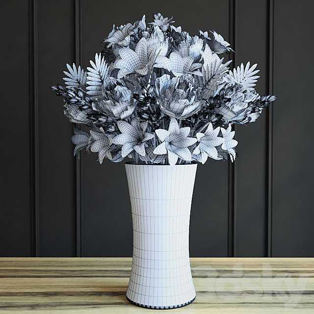 Bouquet of roses and gerberas 3DSMax File - thumbnail 3