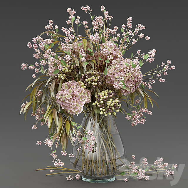 Bouquet of snowberry and hydrangea 3DSMax File - thumbnail 1