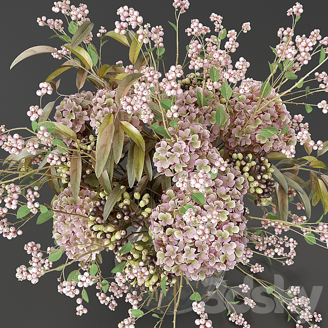 Bouquet of snowberry and hydrangea 3DSMax File - thumbnail 2