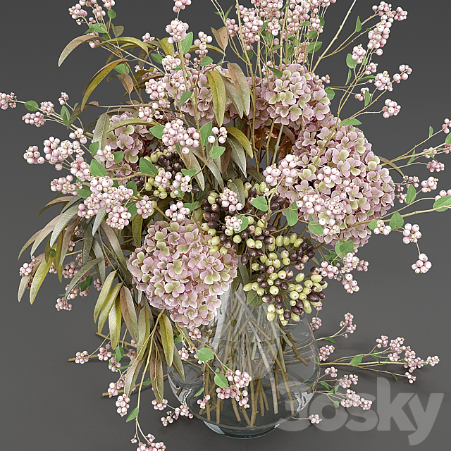 Bouquet of snowberry and hydrangea 3DSMax File - thumbnail 3